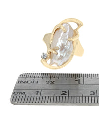 Baroque Pearl and Diamond Accent Fashion Ring in Yellow Gold
