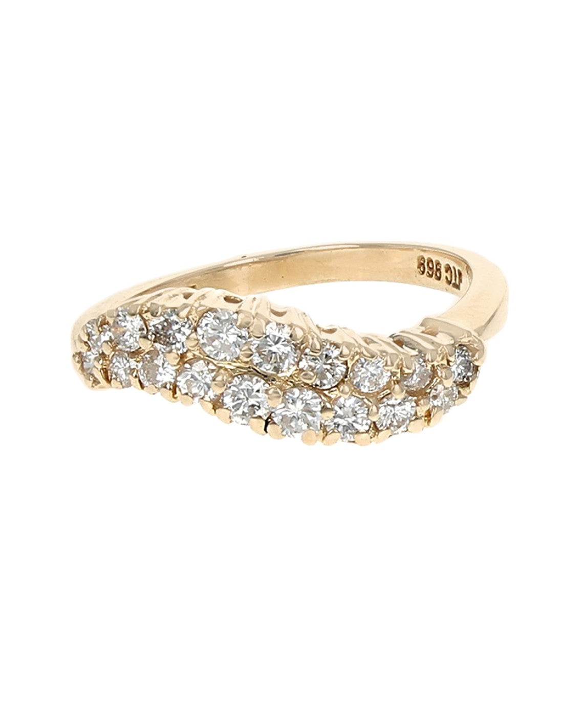 2 Row Diamond Wave Ring in Yellow Gold