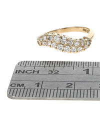 2 Row Diamond Wave Ring in Yellow Gold