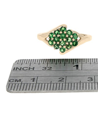 Tsavorite Garnet Cluster Ring in Yellow Gold