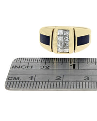 Diamond and Lapis Inlay Ring in Yellow Gold