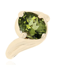 Peridot Solitaire Bypass Ring in Yellow Gold