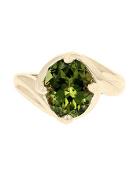 Peridot Solitaire Bypass Ring in Yellow Gold