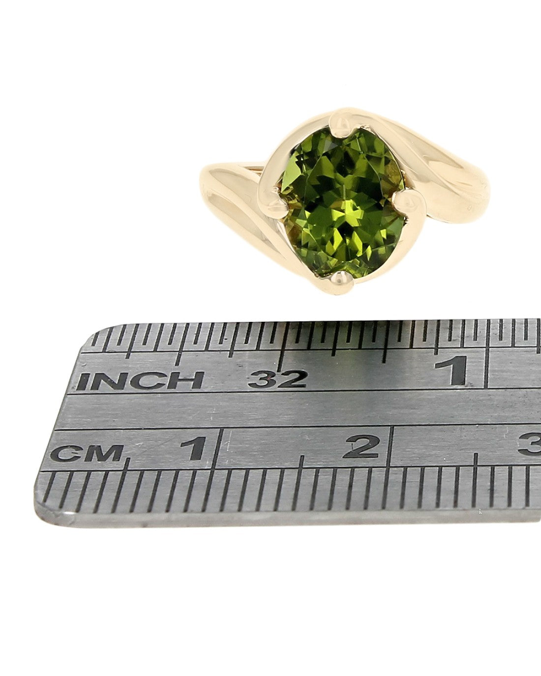 Peridot Solitaire Bypass Ring in Yellow Gold