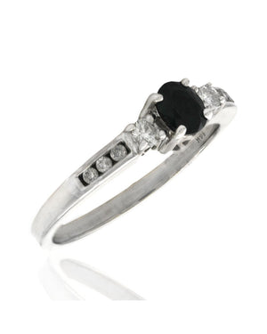 Sapphire and Diamond Past, Present, Future Ring