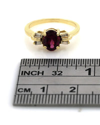 Rhodolite Garnet and Diamond Ring in Yellow Gold