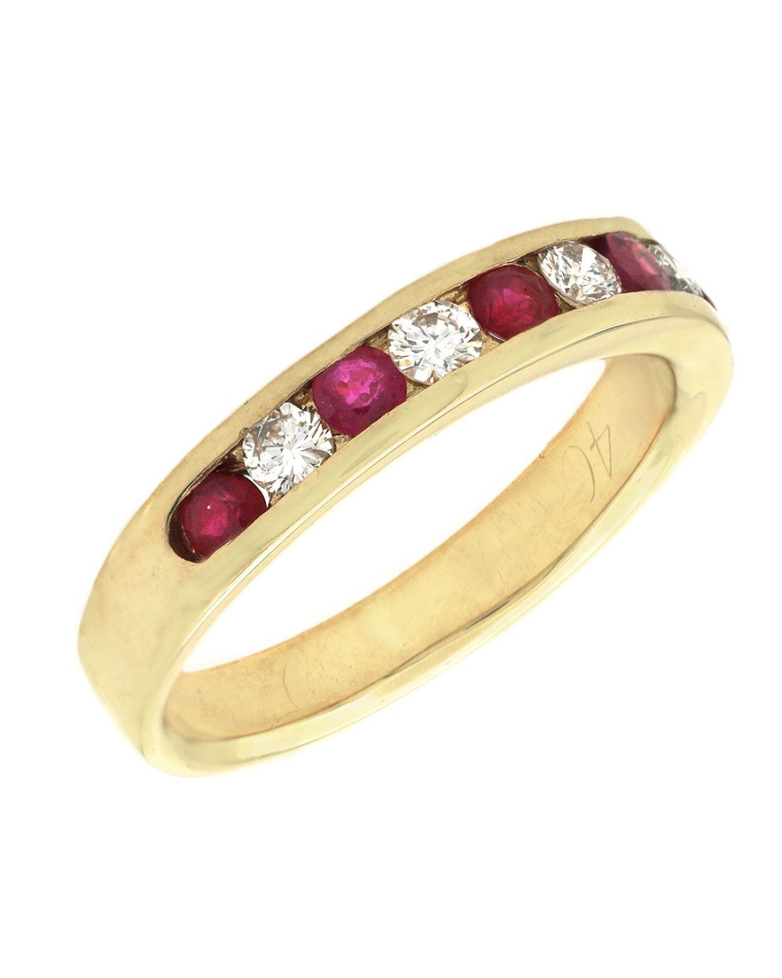 Alternating Ruby and Diamond Band in Gold
