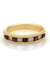 Alternating Ruby and Diamond Band in Gold