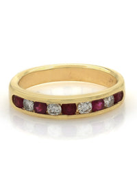 Alternating Ruby and Diamond Band in Gold