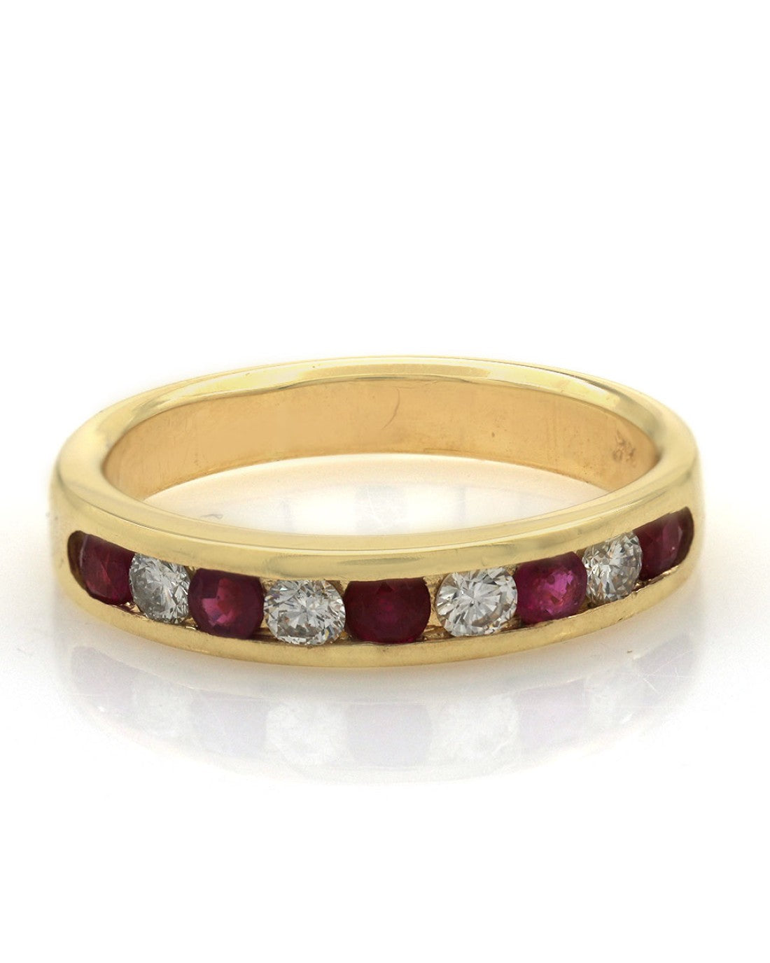 Alternating Ruby and Diamond Band in Gold