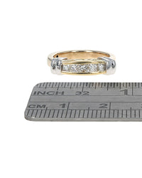 Diamond Fluted Accent Arthritic Shank Ring in White and Yellow Gold