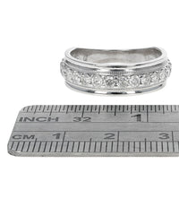Gentlemen's Diamond Milgrain Accent Ring in White Gold