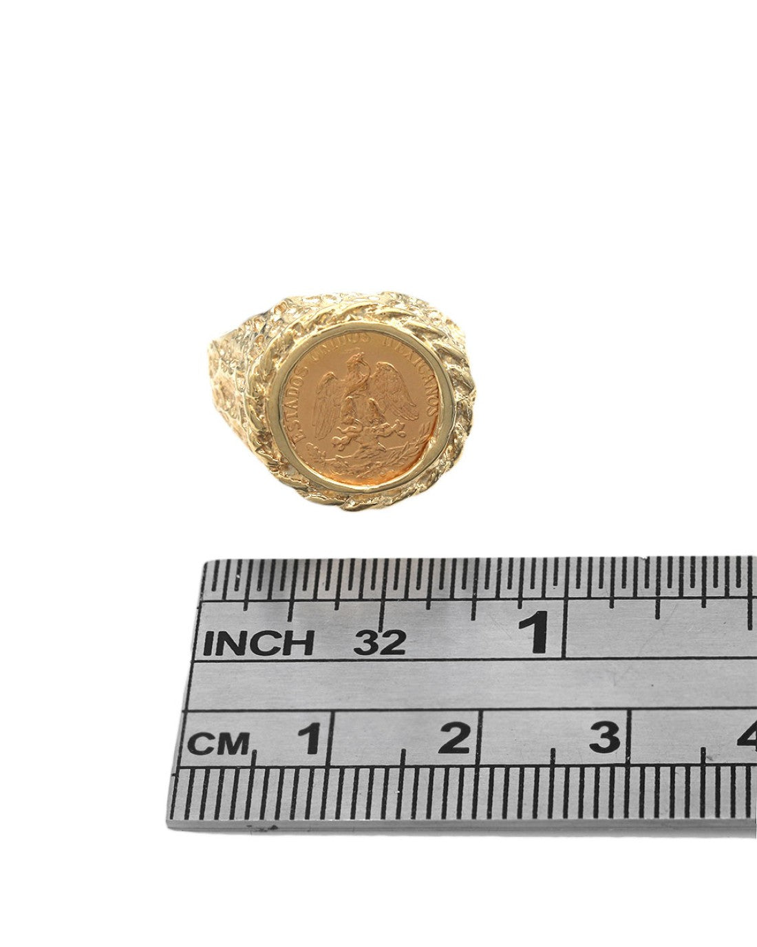 Dos Pesos Coin Nugget Style Ring in Yellow Gold