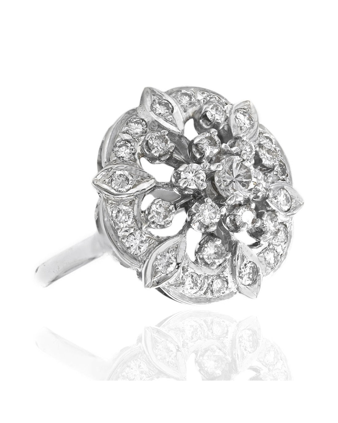 Diamond Cluster Burst Ring in White Gold