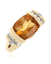 Citrine and Diamond Ring in Yellow Gold