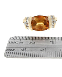 Citrine and Diamond Ring in Yellow Gold