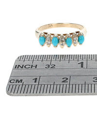 Alternating Synthetic Turquoise and Diamond Ring