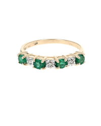 Alternating Emerald and Diamond Ring