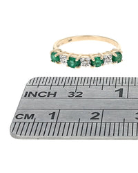 Alternating Emerald and Diamond Ring
