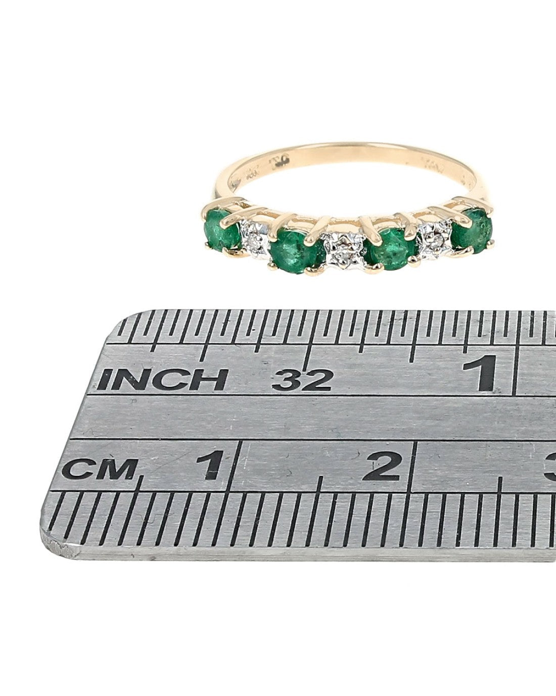 Alternating Emerald and Diamond Ring