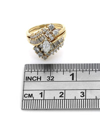 Mixed Cut Diamond Bypass Cluster Ring in Yellow Gold