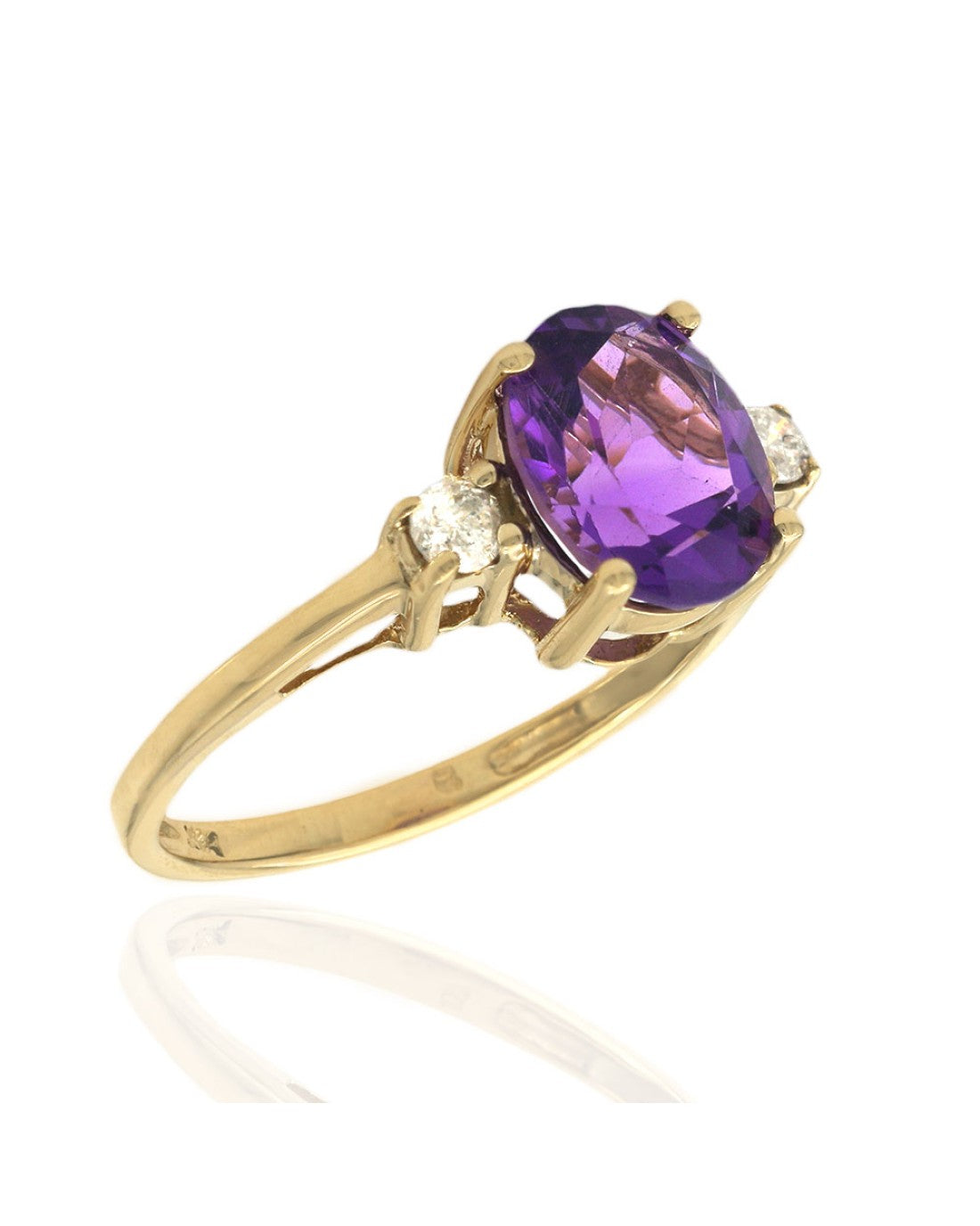 Amethyst and Diamond Accent Ring in Yellow Gold