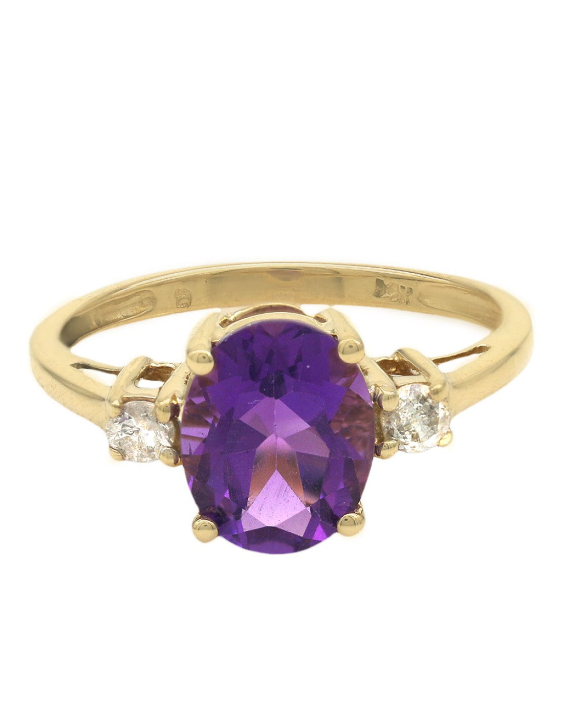 Amethyst and Diamond Accent Ring in Yellow Gold
