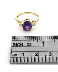 Amethyst and Diamond Accent Ring in Yellow Gold