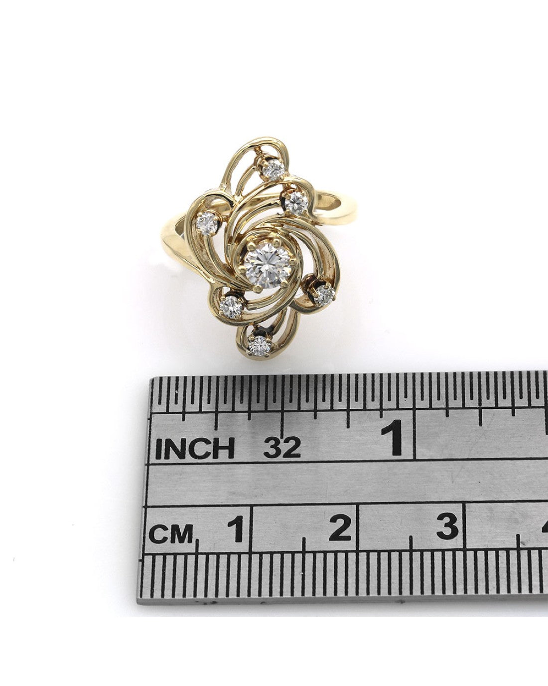 Diamond Open Cut Swirl Ring in Yellow Gold