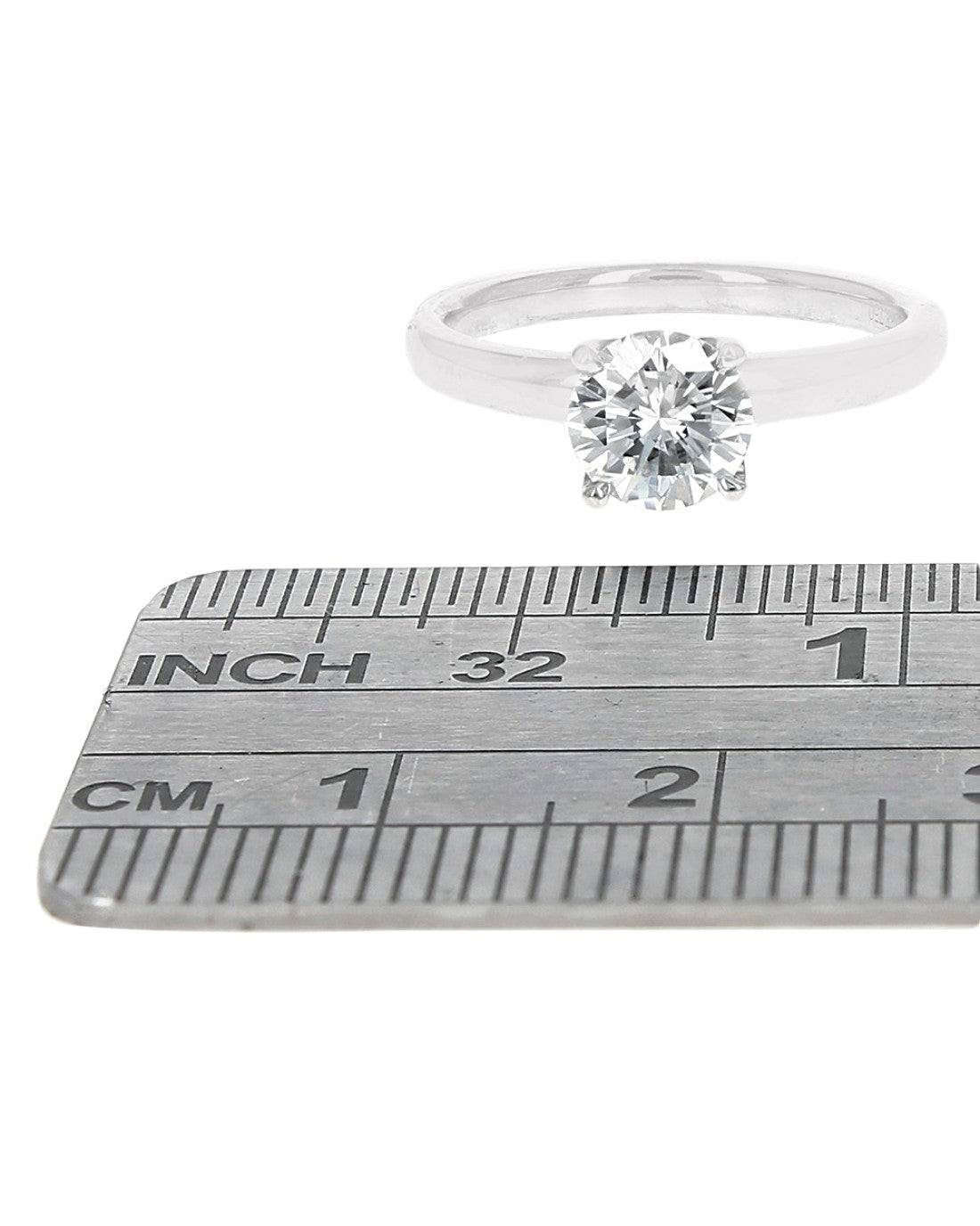 GIA Certified Round Brilliant Cut Diamond Solitaire Ring in 18KW