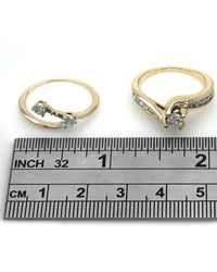 Diamond Bypass Wedding Set in Yellow Gold