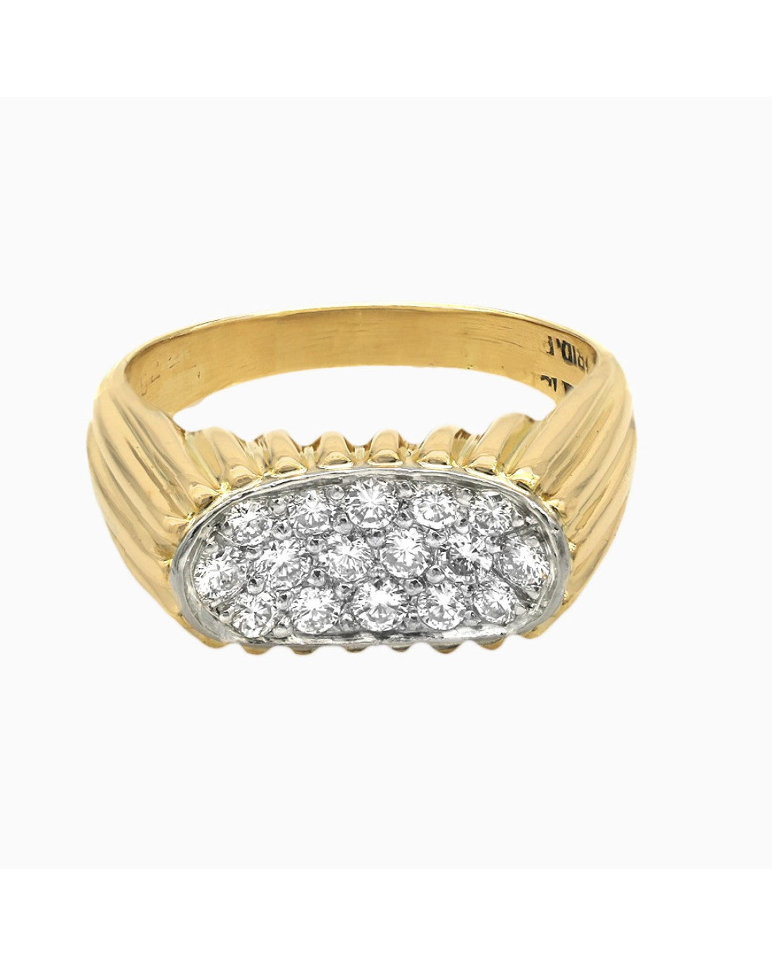 Diamond Concave Fluted Ring in Gold and Platinum