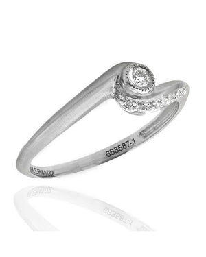 Diamond Bypass Ring in 14K Brushed White Gold
