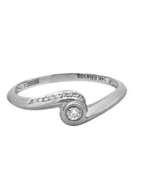 Diamond Bypass Ring in 14K Brushed White Gold