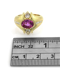 Satin Finish Pink Sapphire and Diamond Ring