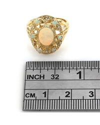 Ethiopian Opal and Diamond Split Shank Ring