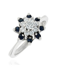 Diamond and Sapphire Halo Ring in Gold