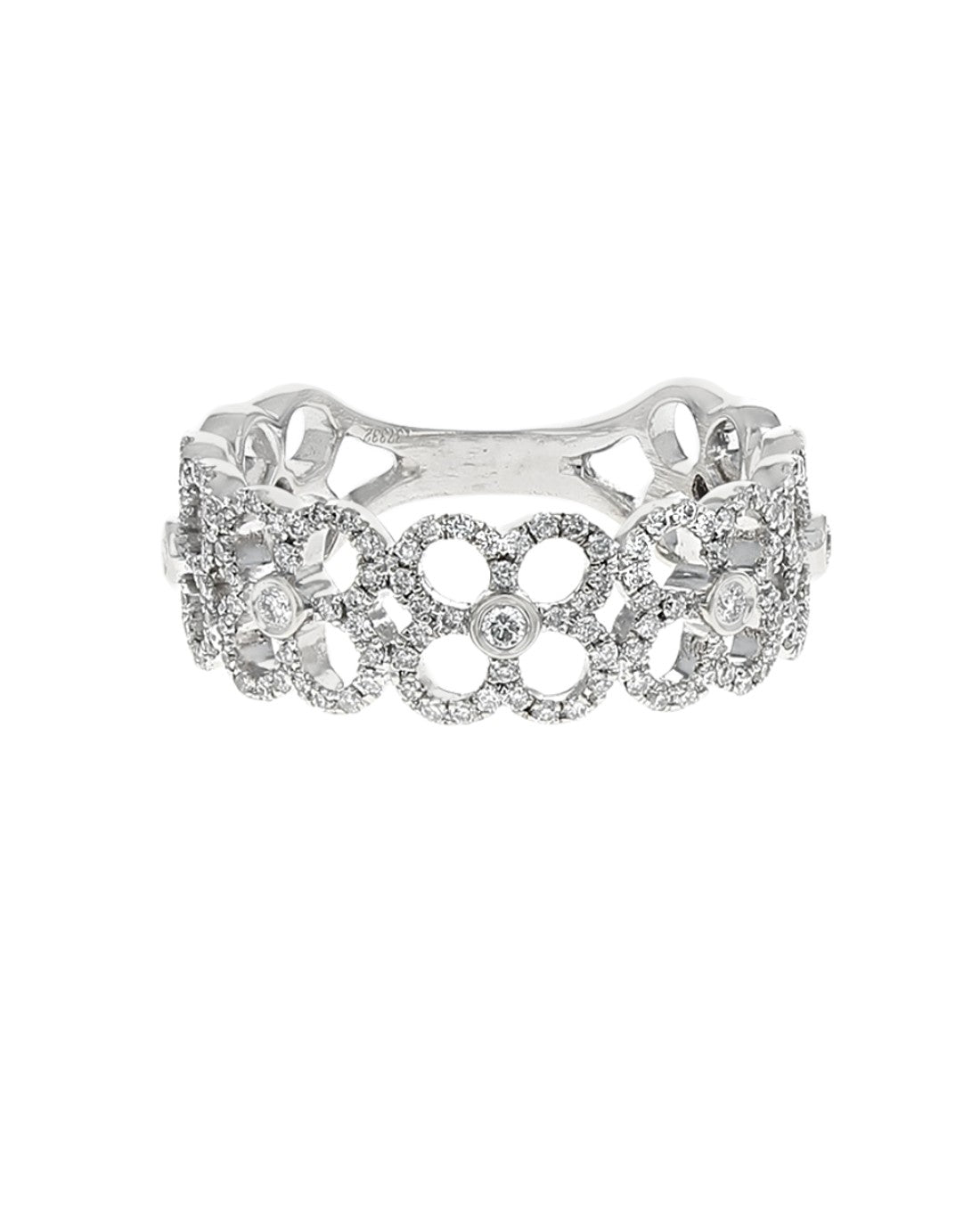 Diamond Pave Open Clover Motif Band