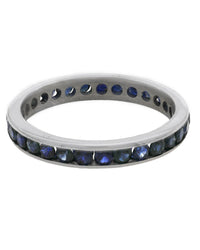 Blue Sapphire Eternity Band in White Gold