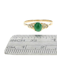 Jadeite Jade and Diamond Accent Ring in Yellow Gold