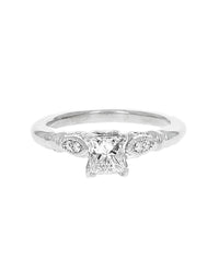 Diamond Milgrain Engagement Ring in White Gold