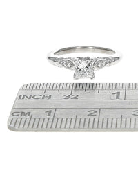 Diamond Milgrain Engagement Ring in White Gold