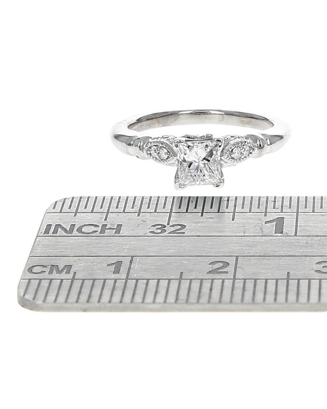 Diamond Milgrain Engagement Ring in White Gold