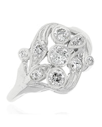 Diamond Open Cut Milgrain Ring in White Gold