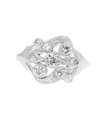 Diamond Open Cut Milgrain Ring in White Gold