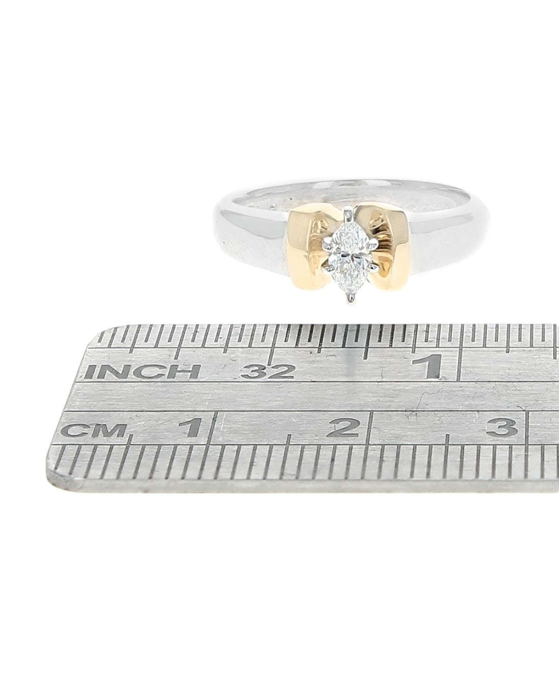 Diamond Solitaire Engagement Ring in White and Yellow Gold