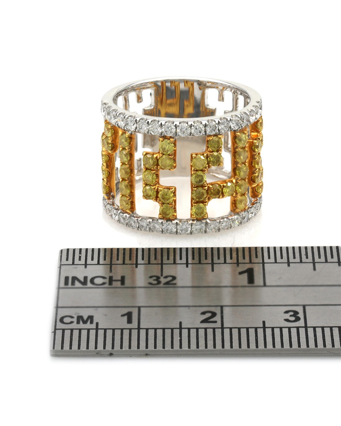 Fancy Yellow and White Diamond Cut Out Band