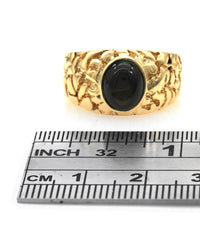 Black Star Sapphire Nugget Style Solitaire Ring in Yellow Gold