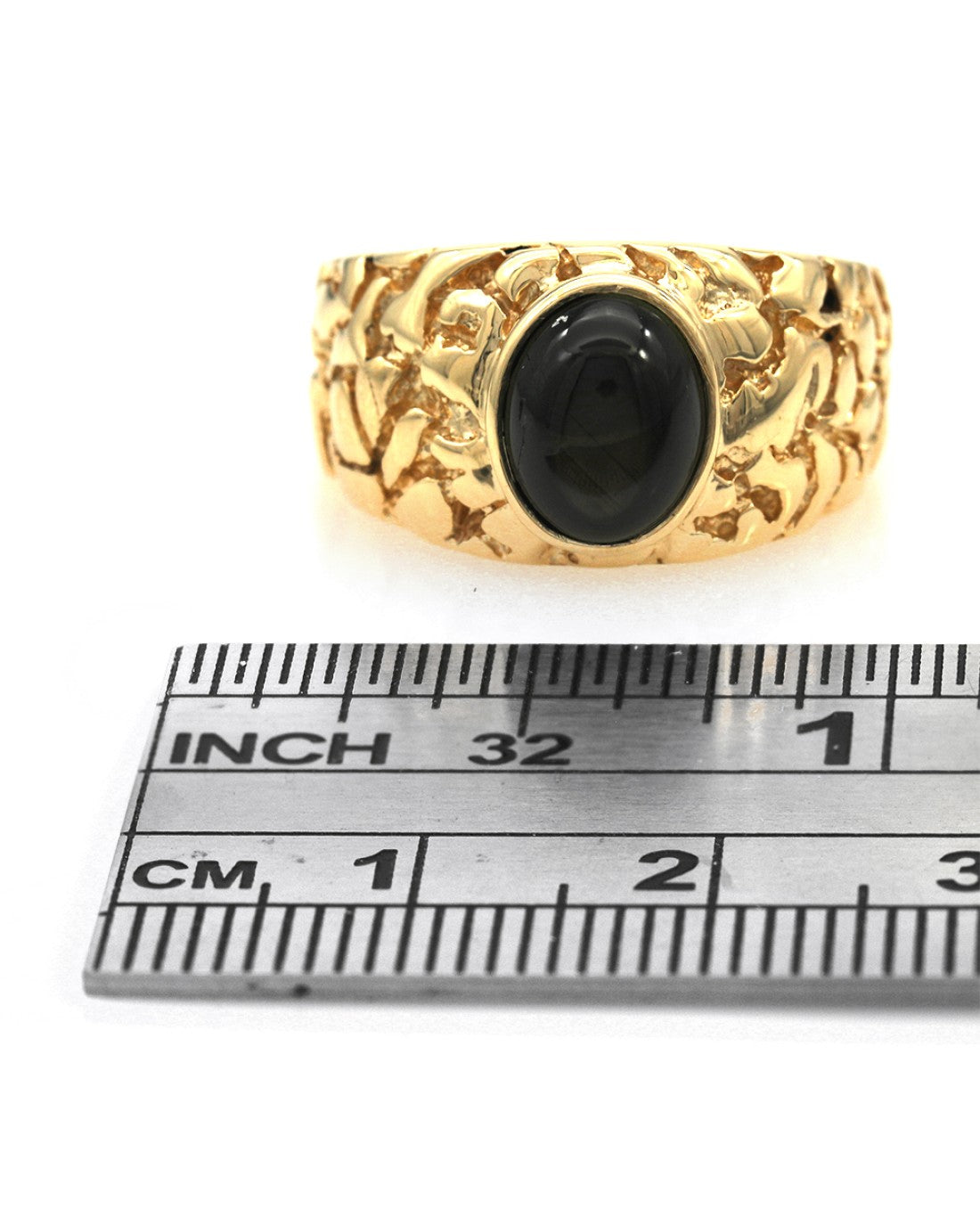 Black Star Sapphire Nugget Style Solitaire Ring in Yellow Gold
