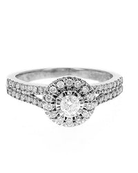 Diamond Halo Ring with Diamond Shank
